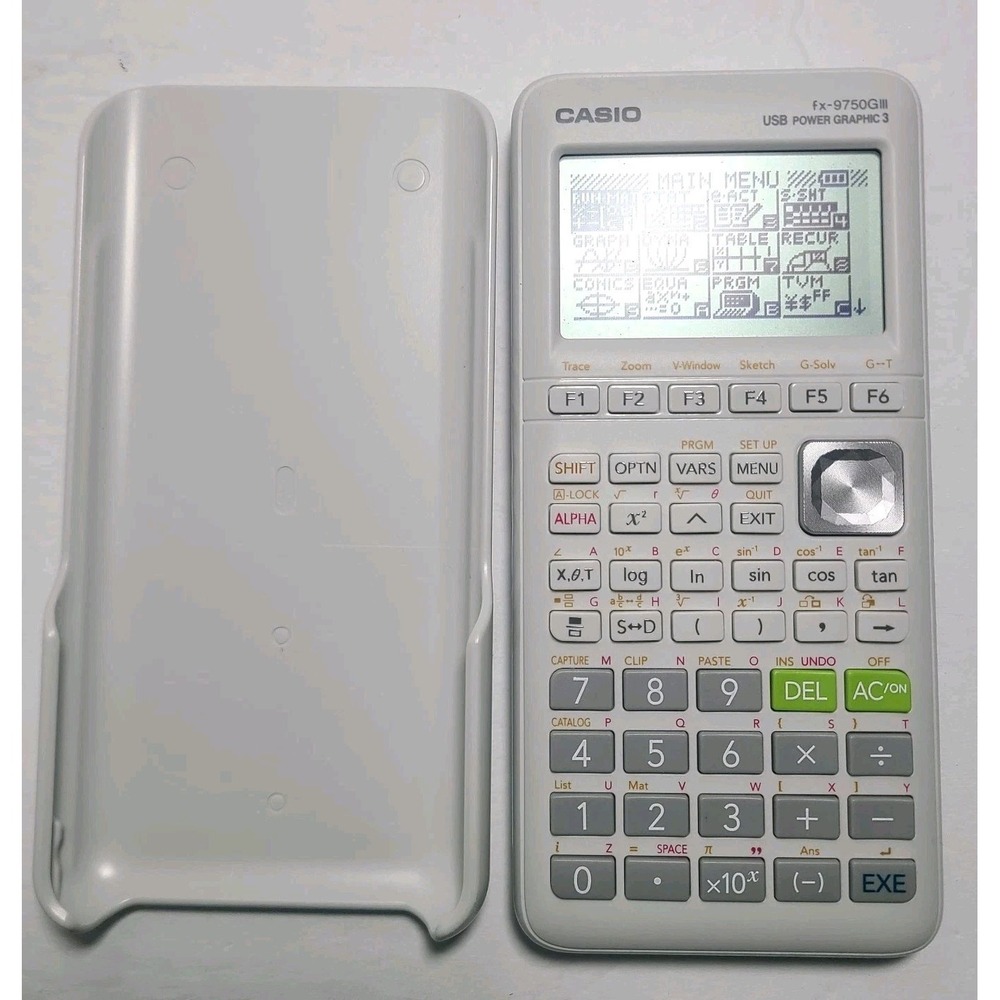 Casio FX-9750GIII Graphing Calculator Power Graphic 3 ‎ W/Cover White